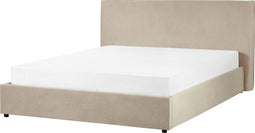 LAVAUR - Bed met opbergruimte - Taupe - 160 x 200 cm - Fluweel