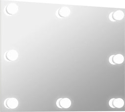 vidaXL - Wandspiegel - zonder - lijst - met - LED-lampen - rechthoekig - glas