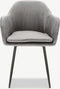Furnicher Brando Eetkamerstoel - Fluwelen bekleding - Modern design - Stalen frame - Grijs fluweel - Zwarte poten