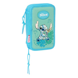 Dubbele etui Lilo & Stitch Aloha Turkoois 12.5 x 19.5 x 4 cm 28 Onderdelen