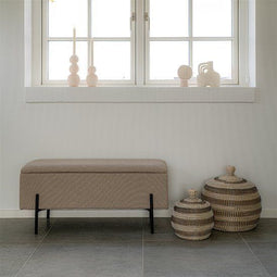 House Nordic Watford - Bankje Bouclé Opslag - Beige 95x36,5x46cm