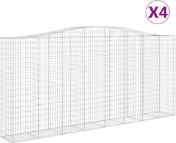 vidaXL - Schanskorven - 4 - st - gewelfd - 400x50x180/200 - cm - ijzer
