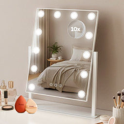 Fraay® Hollywood Spiegel - Make-up Spiegel - 3 Lichtstanden - 41x30cm - Wit