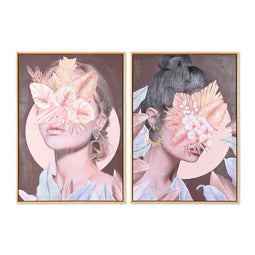 Schilderij DKD Home Decor Blommor Modern (50 x 3,5 x 70 cm) (2 Stuks)