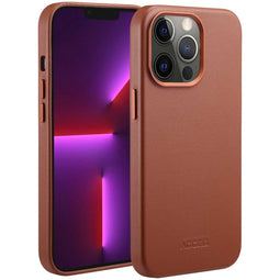 Accezz MagSafe Leather Backcover - Soft case - Krasbestendig - Bruin (iPhone 13 Pro)