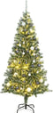 vidaXL - Kunstkerstboom - met - 300 - LED's - kerstballen - en - sneeuw - 210 - cm