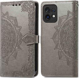 iMoshion Hoesje Geschikt voor Motorola Edge 40 Pro Hoesje Met Pasjeshouder - iMoshion Mandala Bookcase - Grijs