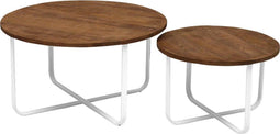 Brix | Salontafel| Levi | wit | set van 2 | mangohout met staal
