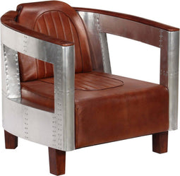 vidaXL Fauteuil luchtvaartstijl echt leer bruin