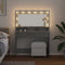 vidaXL - Make-uptafel - met - LED-verlichting - - - Betongrijs, - 100x41x135 - cm