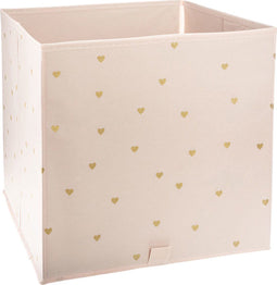 Opbergdoos Vierkant - Hartjes, Roze - (29x29x29cm)