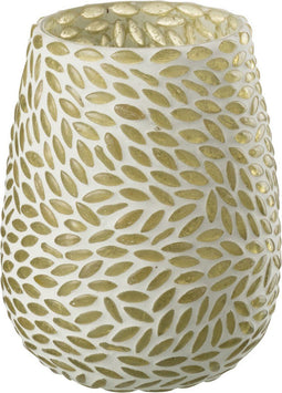 J-Line windlicht Mozaiek - glas - groen/wit - small