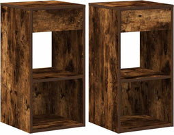 vidaXL - Nachtkastjes - 2 - st - met - lade - 35x34x66,5 - cm - gerookt - eikenkleurig