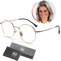 LC Eyewear Computerbril - Blauw Licht Bril Zonder Sterkte - Blue Light Glasses - Beeldschermbril - Metaal - Unisex - Rose Gold