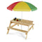 Plum® Houten Picknicktafel - Met Parasol - Geschikt voor 18 maanden en ouder - L105 x B89 x H49 cm