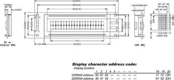 LCD 20 x 2 BOTTOM VIEW TRANSFLECTIEF MET GELE ACHTERGRONDVERLICHTING