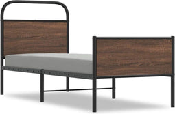 vidaXL - Bedframe - zonder - matras - bewerkt - hout - bruin - eikenkleur - 80x200 - cm