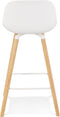 Alterego Mini Tatsu - Witte Barkruk - Natuurlijke Houten Poten - 48x46x89cm