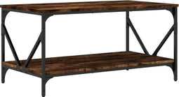 vidaXL - Salontafel - 90x50x45 - cm - bewerkt - hout - gerookt - eikenkleurig