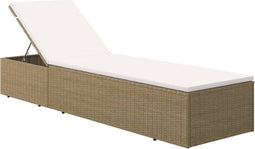 vidaXL - Ligbed - poly - rattan - bruin - en - crèmewit