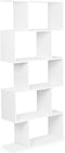 Witte design boekenkast - 5 planken - Geruit patroon - 175 x 28 x 77 cm