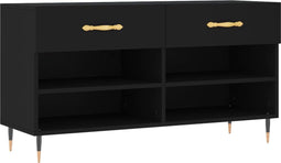 vidaXL - Schoenenbank - 102x35x55 - cm - bewerkt - hout - zwart