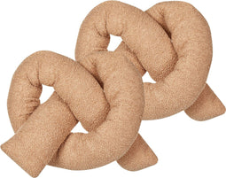 GLADIOLUS - Knoopkussen set van 2 - Lichtbruin - Teddystof