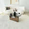 Mia Forme XL - Salontafel - Massief walnoothout en gerookt glas - 75x75 cm