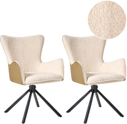 Set van 2 eetkamerstoelen Draaibaar NOVI Bouclé Lichtbeige