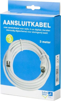 Technetix RLA75E-10-5.0 - Aansluitsnoer 5 m - Kabel Keur gecertificeerd - Wit