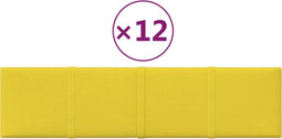 vidaXL - Wandpanelen - 12 - st - 1,08 - m² - 60x15 - cm - stof - lichtgeel