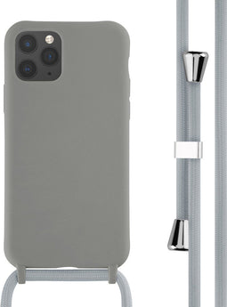 iMoshion Hoesje Geschikt voor iPhone 11 Pro Hoesje Met Koord - iMoshion Siliconen hoesje met koord - Grijs