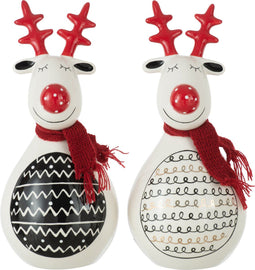 J-Line figuur Eland Sjaal - keramiek - wit/rood/zwart - large - 2 stuks