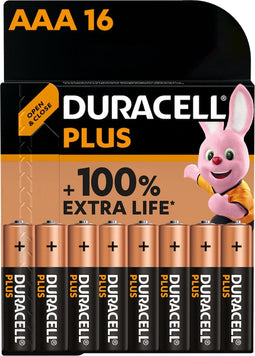 Duracell Plus AAA - Alkaline batterijen - Tot 100% langer mee - (16 stuks)
