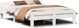 vidaXL - Bedframe - zonder - matras - massief - grenenhout - wit - 140x190 - cm