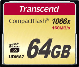 Transcend CF geheugenkaart - 64GB - 1000x - 160MB/s lezen - 120MB/s schrijven