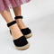 PS Poelman Enid - Espadrilles met Sleehak 8 cm - Zwart - Maat 40