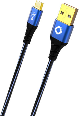 Oehlbach USB Plus Micro - USB 2.0 - 24-karaats vergulde contacten - Blauw Zwart (0,50 m)