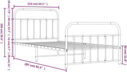vidaXL - Bedframe - met - hoofd- - en - voeteneinde - metaal - zwart - 107x203 - cm
