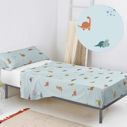 Happy Friday Sheet set 2 pieces Mini dinosaur 180x270 cm (Single) Multicolor