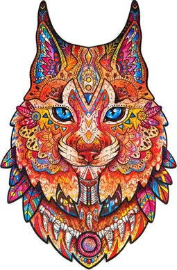 UNIDRAGON Houten Puzzel Voor Volwassenen Dier - Voorzichtige Lynx- 187 stukjes - Medium 22x33 cm