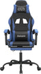 vidaXL - Gamestoel - draaibaar - met - voetensteun - kunstleer - zwart - en - blauw
