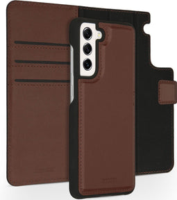 Accezz Samsung Galaxy S21 FE - 2 in 1 Wallet Bookcase - Echt Nappa leer - Bruin