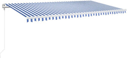 vidaXL - Luifel - automatisch - uittrekbaar - 600x350 - cm - blauw - en - wit
