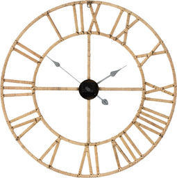 J-Line klok Roman - rotan/metaal - naturel - small - Ø 70 cm