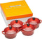 Le Creuset Aardewerken mini pannetjes set van 4 stuks Kersenrood
