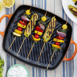Le Creuset - Gietijzeren rechthoekig grillplaat oranjerood 30cm