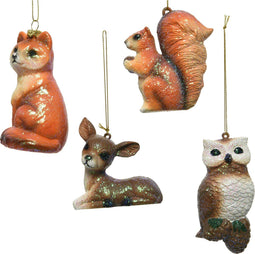 Hanger kunststof 4ass deer-squirel-fox-owlfinish:glitterkleur kroon...