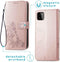 iMoshion Hoesje Geschikt voor Samsung Galaxy A22 (5G) Hoesje Met Pasjeshouder - iMoshion Klavertje Bloemen Bookcase - Rosé Goud