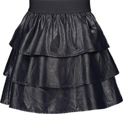 Le Chic - Plissé Rok - Fake leather - Blauw Navy - Maat 116
